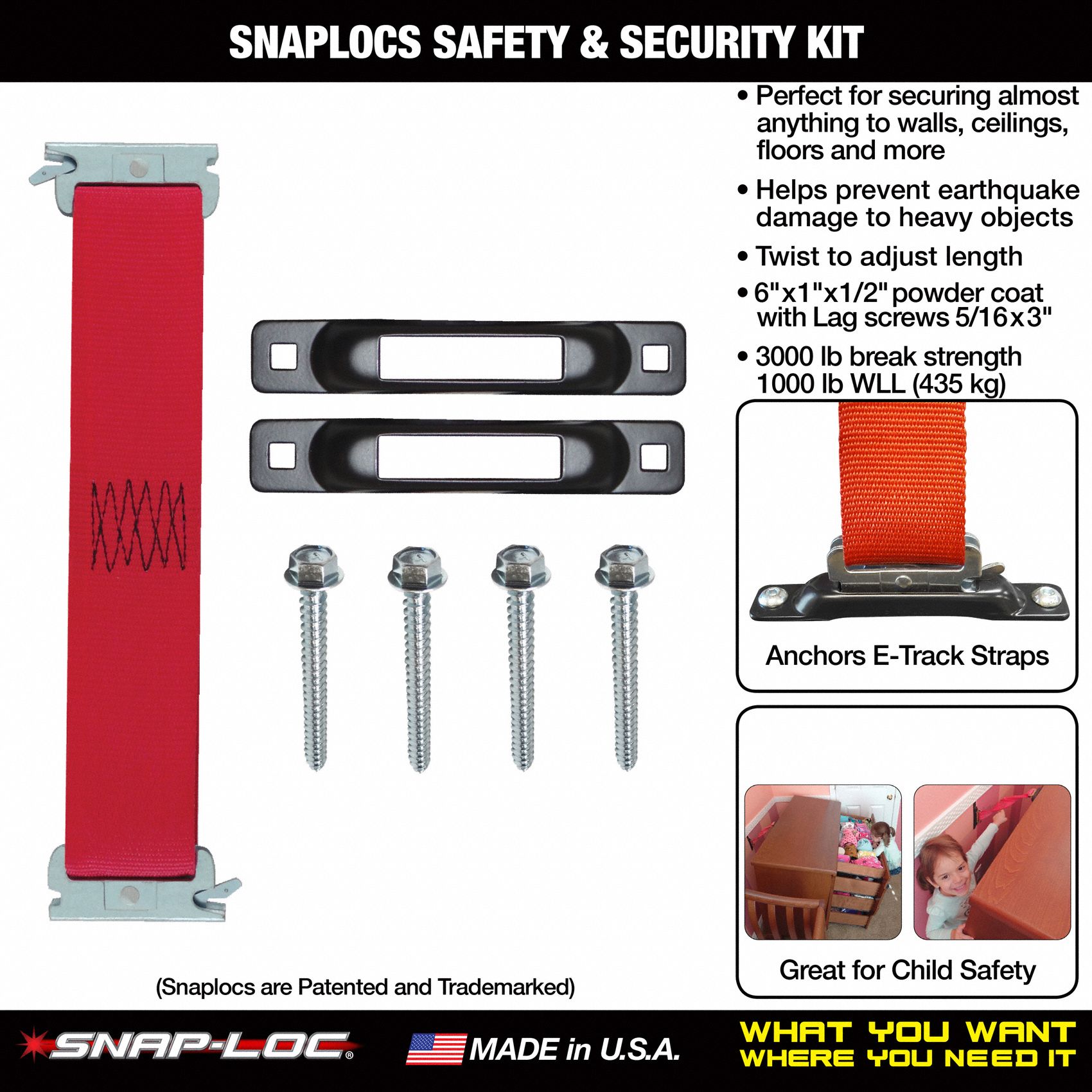 SNAPLOC Logistic Strap Anchor, Steel, 1000 lb. 15X238SLCESS Grainger