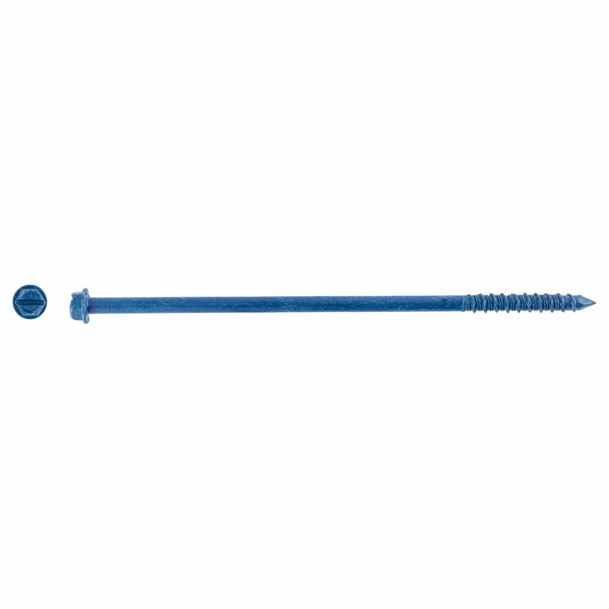 Concrete Anchor Screw: 6 in Overall Lg, 1/4 in Dia, Steel, External Hex, Hex, Steel, 100 PK
