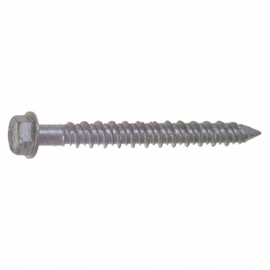 RED HEAD Hex Washer Concrete Screw, 1/4 in Dia. x 2 1/4 in, Stainless
