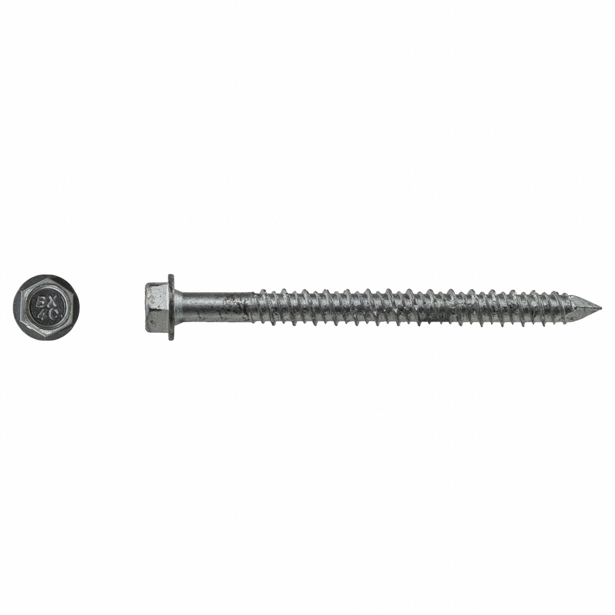 Concrete Anchor Screw: 2 3/4 in Overall Lg, 1/4 in Dia, Stainless Steel, Hex, 100 PK