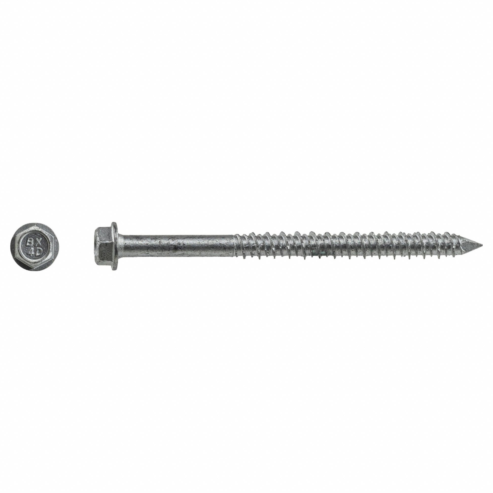 Concrete Anchor Screw: 3 1/4 in Overall Lg, 1/4 in Dia, Stainless Steel, Hex, 100 PK