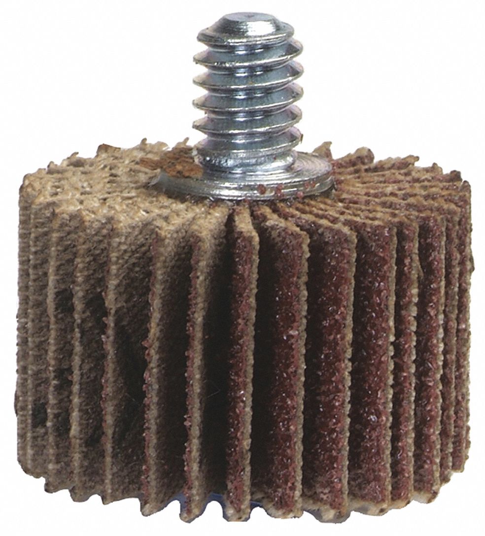 MERIT Mounted Flap Wheel Coarse, Coated, 21/2 in, 1 in Face Wd, 1/4 in Abrasive Shank Size