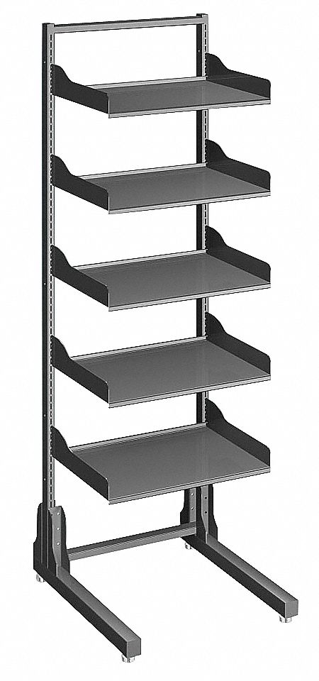 Open Frame Shelf Rack: Black, Laminate/Metal, 30 in Overall Dp, 72 in Overall Ht, 5 Shelves