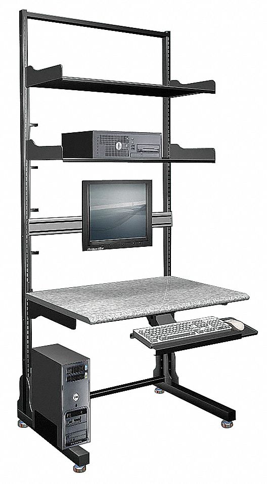 HERGO Computer Workstation, 2 Shelf 15X70195UNI84360 Grainger