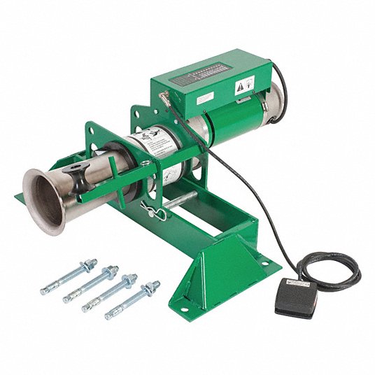 GREENLEE Cable Puller: Floor Mount, 10,000 lbf Max Force, 6,500 lbf Max.  Continuous, 115V AC, 20 A
