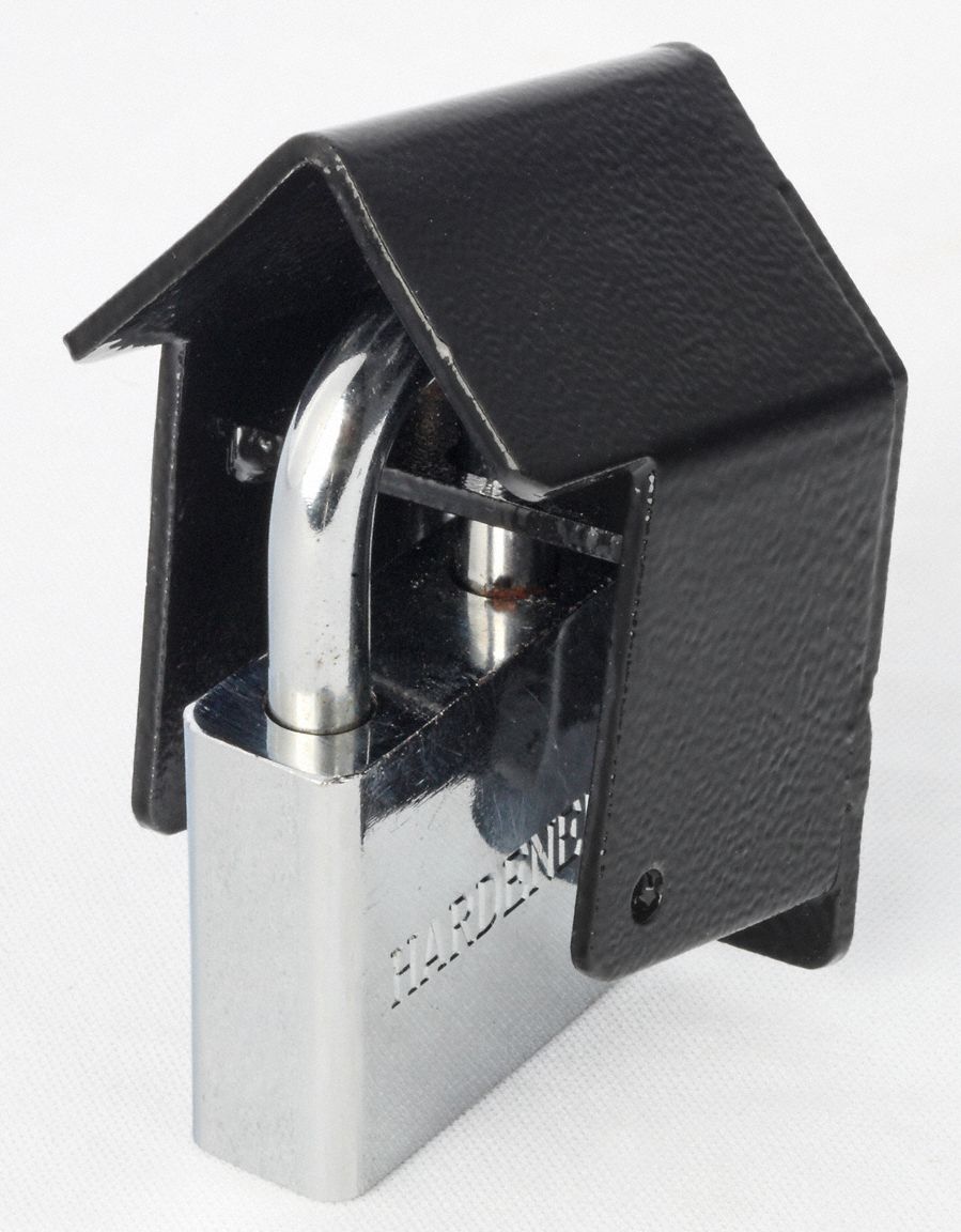 RANGER LOCK Padlock Guard with Lock 2 3/4 in Guard Lg, 2 1/4 in Guard
