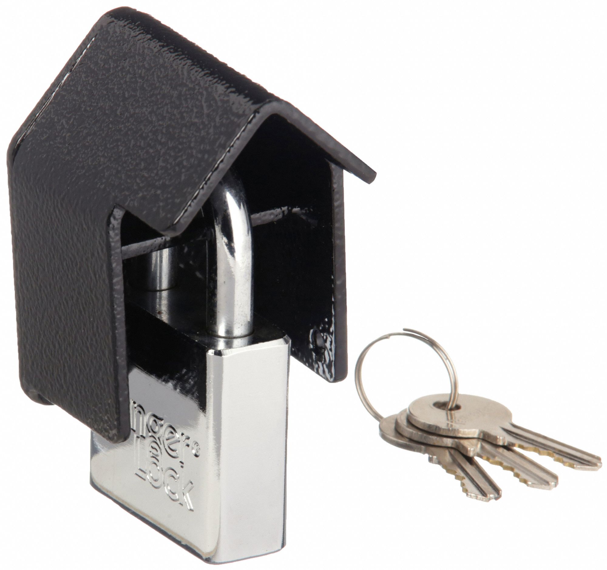 RANGER LOCK Padlock Guard with Lock 2 3/4 in Guard Lg, 2 1/4 in Guard