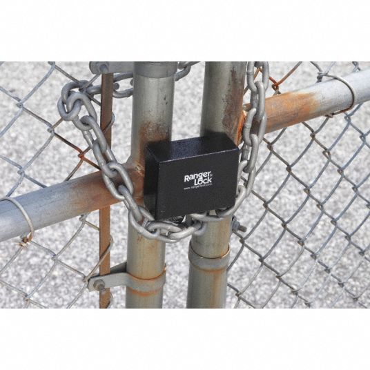 RANGER LOCK Padlock Guard with Lock, Hardened Steel, 3 in, 1 1/16 in, 4 in 15X828RGCJ1L