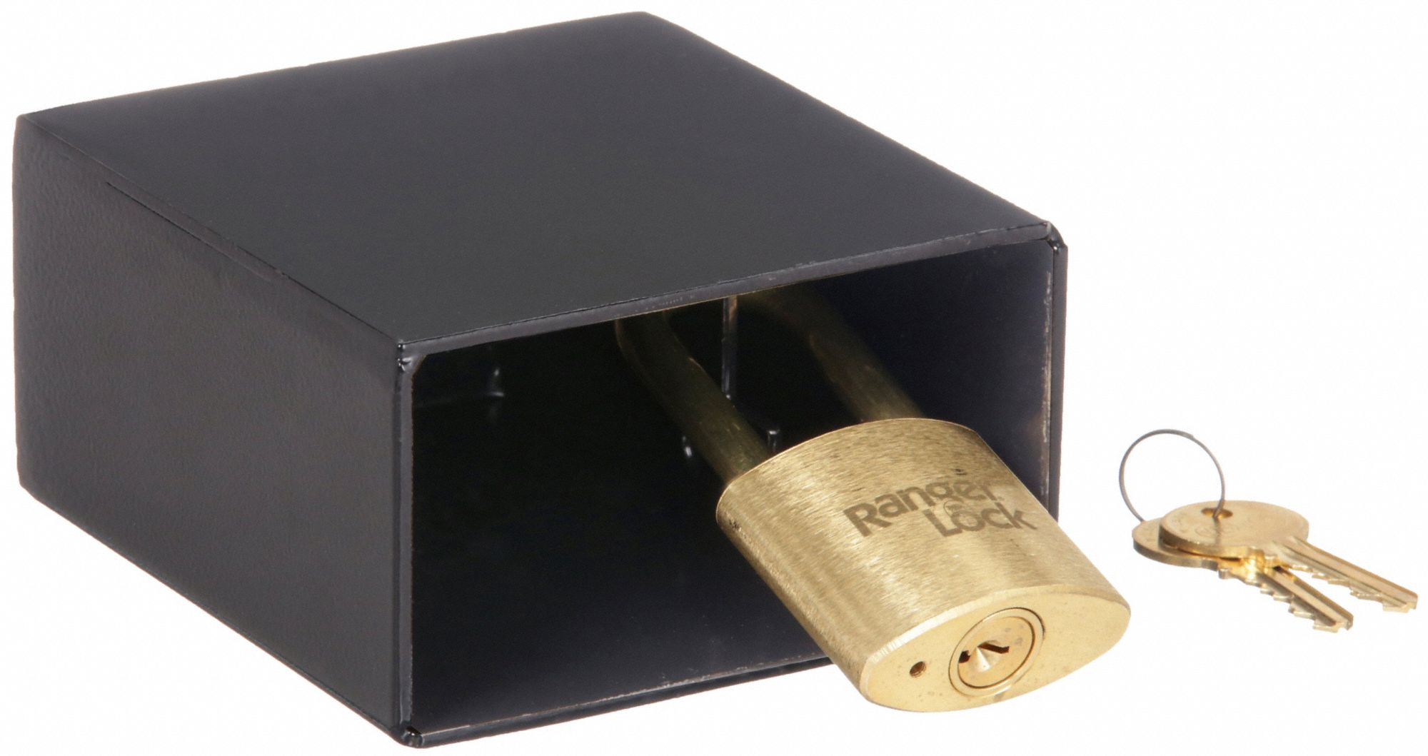 RANGER LOCK Padlock Guard with Lock, Hardened Steel, 5 1/4 in, 2 1/2 in