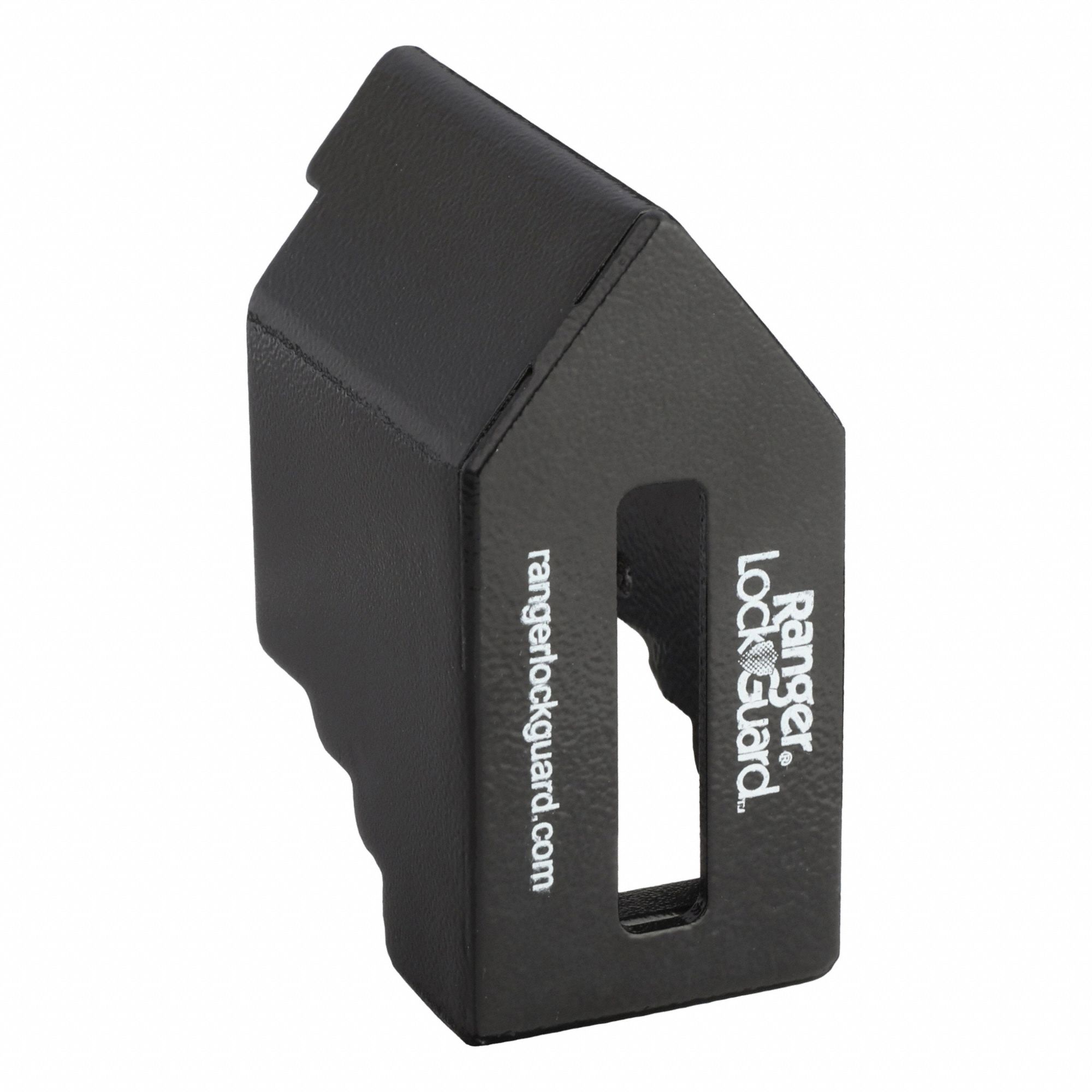 Padlock Guard with Lock: Steel, Black, 5 1/4 in Guard Lg, 2 1/2 in Guard Wd