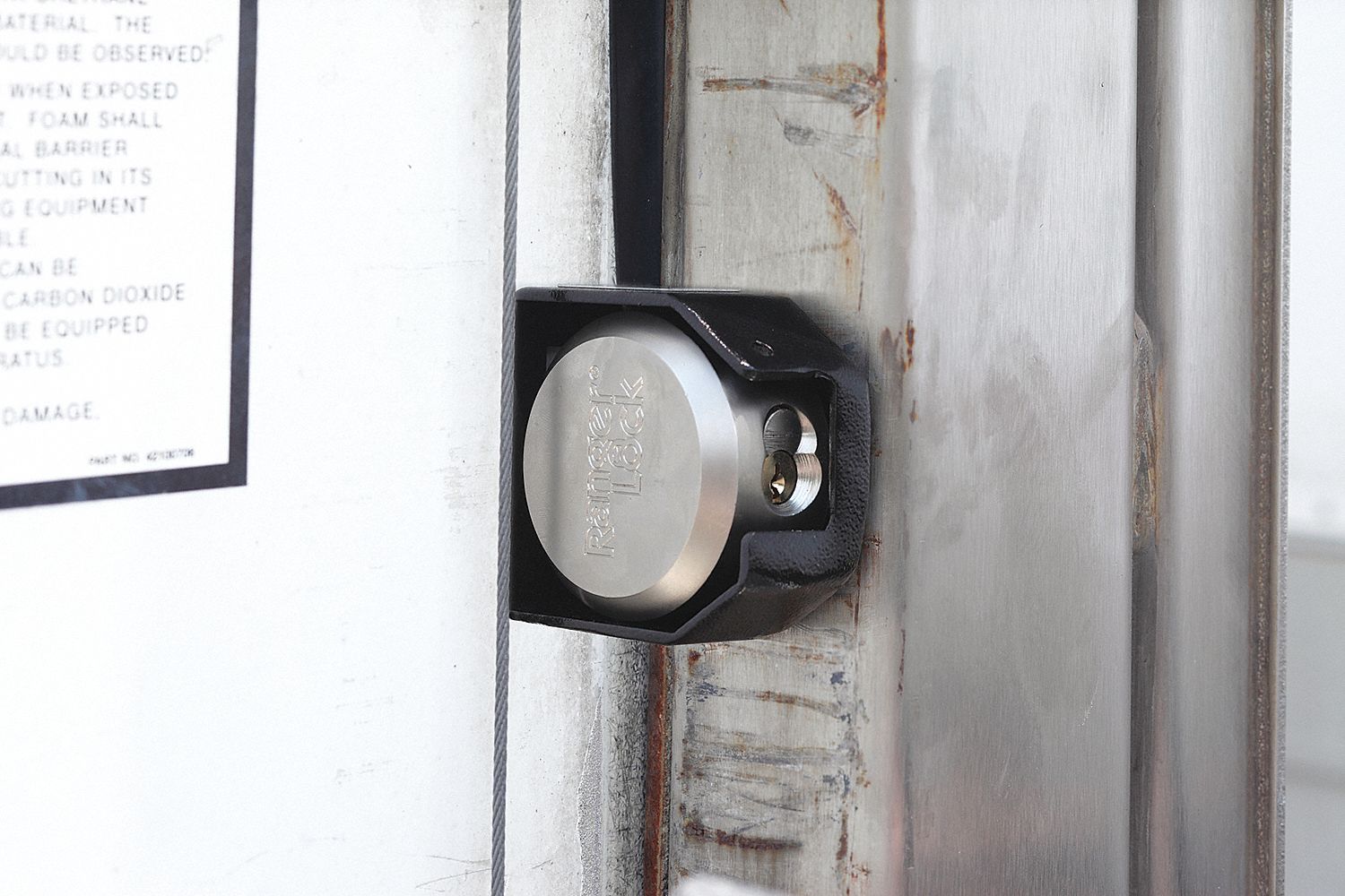 RANGER LOCK Padlock Guard with Lock, Hardened Steel, 2 in, 4 in, 4 in