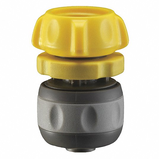 Garden Hose Repair Fitting: For 5/8 in_3/4 in Hose I.D., GHT x GHT, Female x Male, Rigid