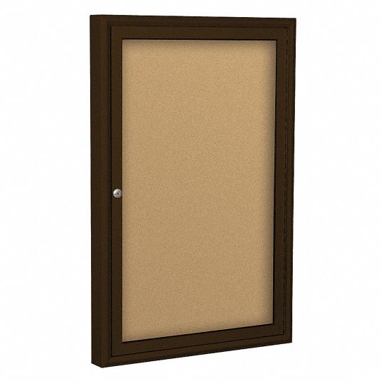 BALT Enclosed Bulletin Board: Cork, 18 in Wd, 24 in Ht, (2) Keys ...