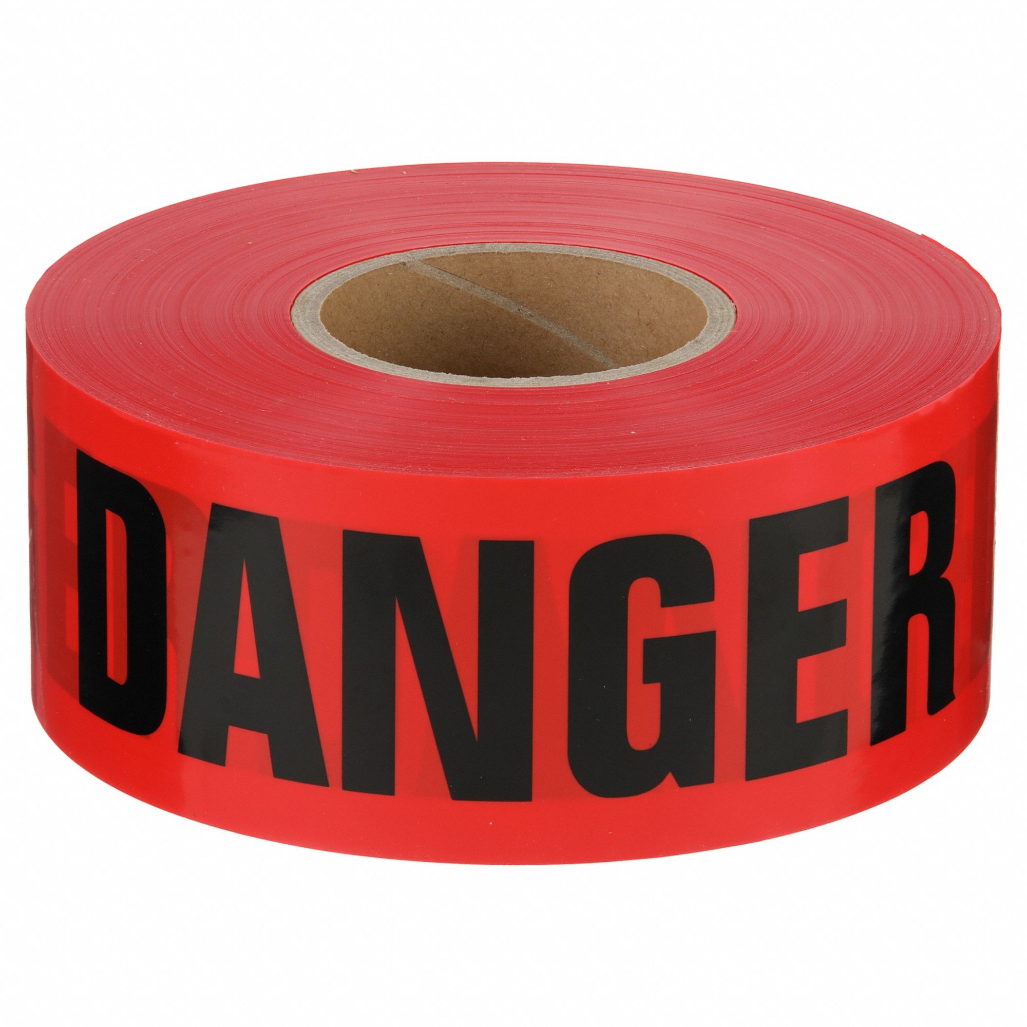 BARRICADE TAPE, 1,000 FT L, 3 IN W, DANGER LEGEND, POLYETHYLENE, RED