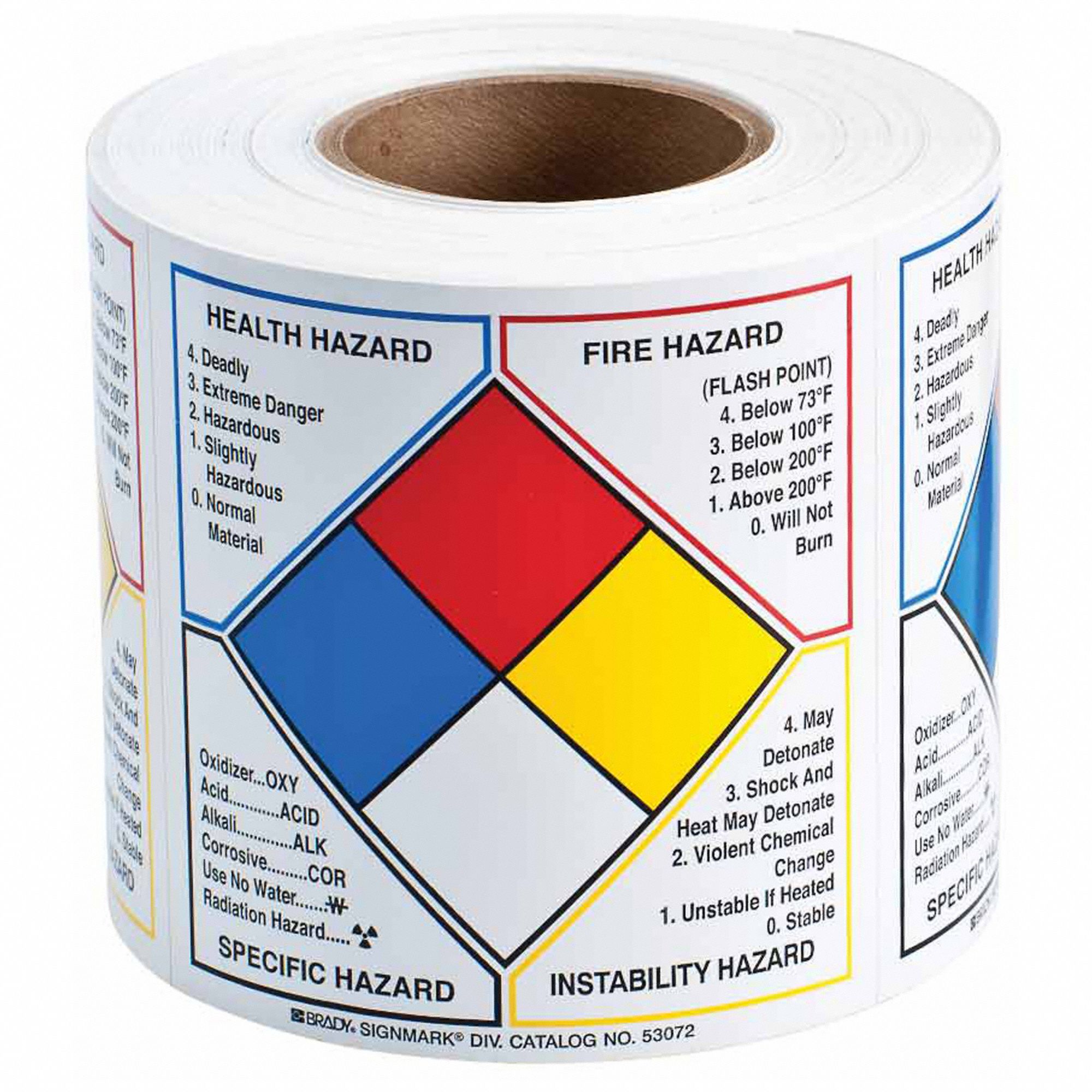 NFPA Label: 6 in Wd, 6 in Ht, Vinyl, -40°F – 180°F Temp Range, 500 PK