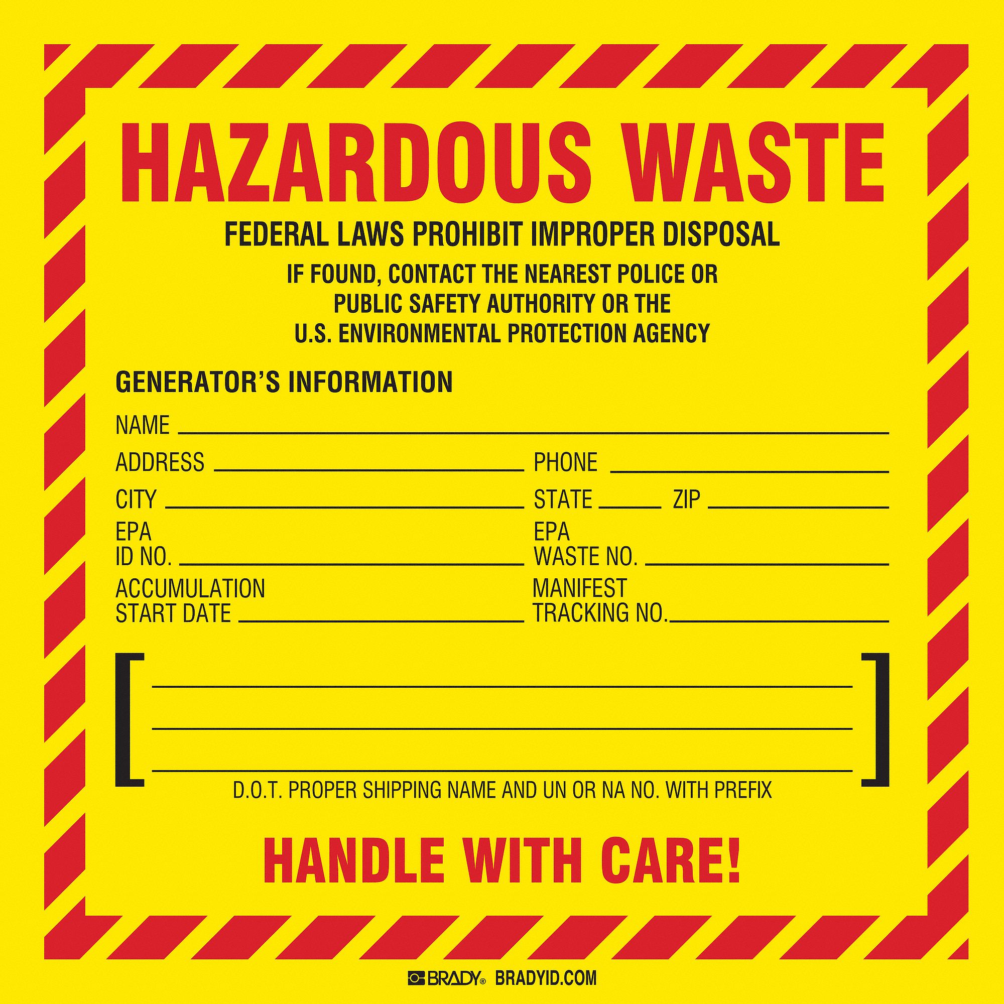 DOT HANDLING LABEL,WASTE,6