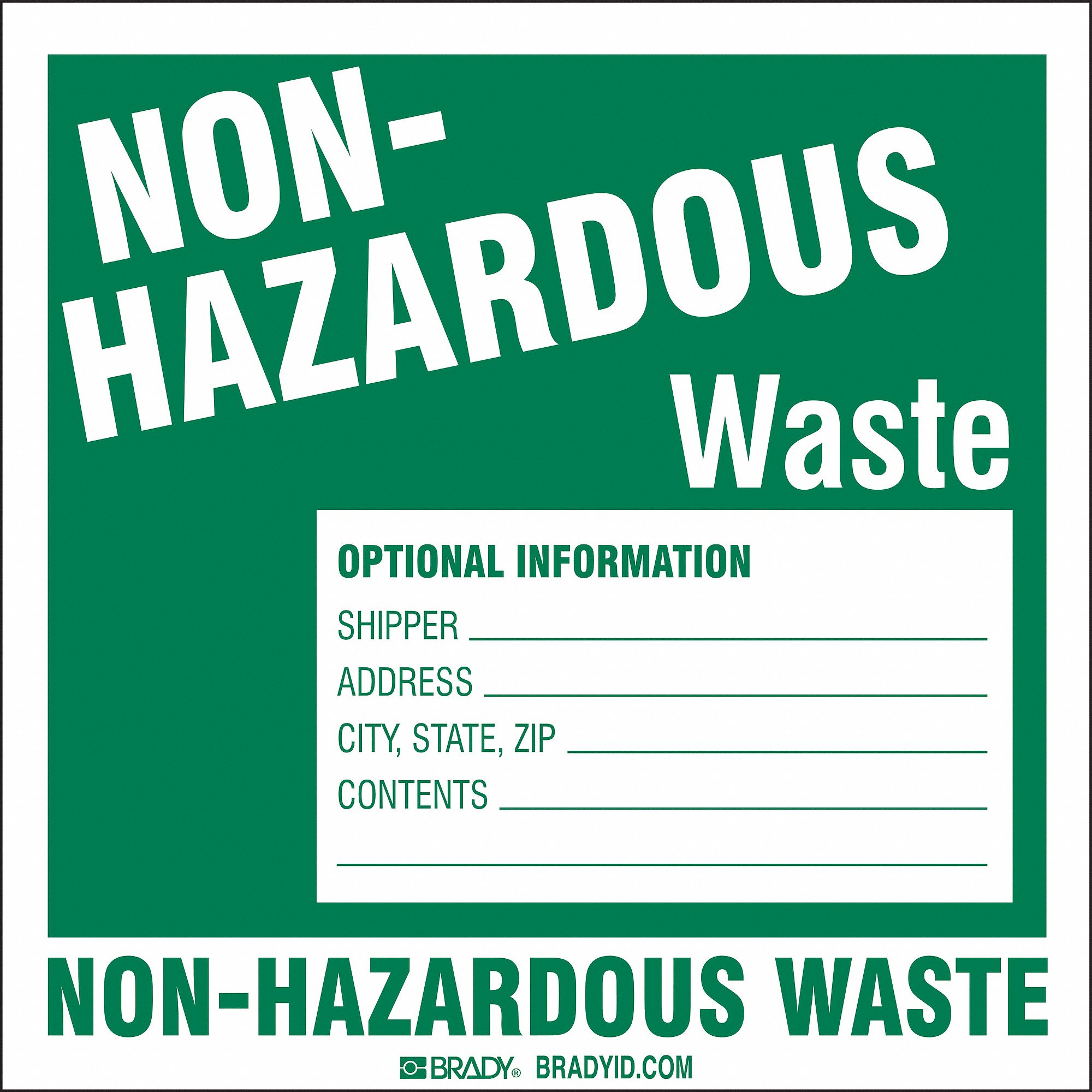 DOT HANDLING LABEL, WASTE, 6" W, PK100