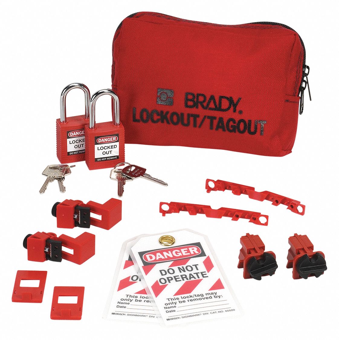 BRADY, Keyed Different Padlocks, Portable Lockout Kit 15Y53499302