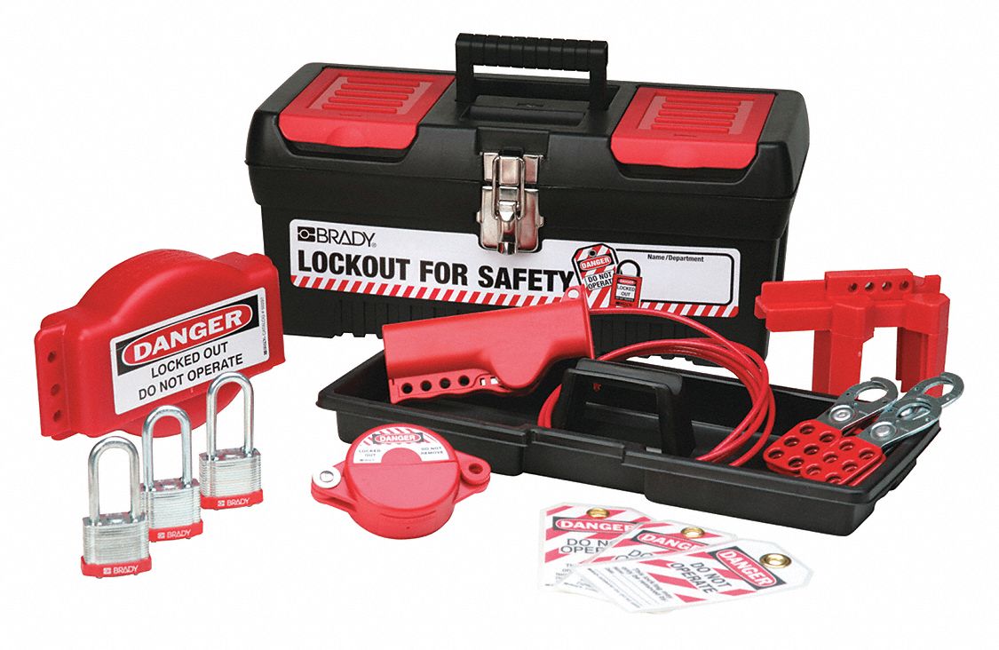 BRADY Portable Lockout Kit Filled, Portable, 13 Components, 3 Padlocks