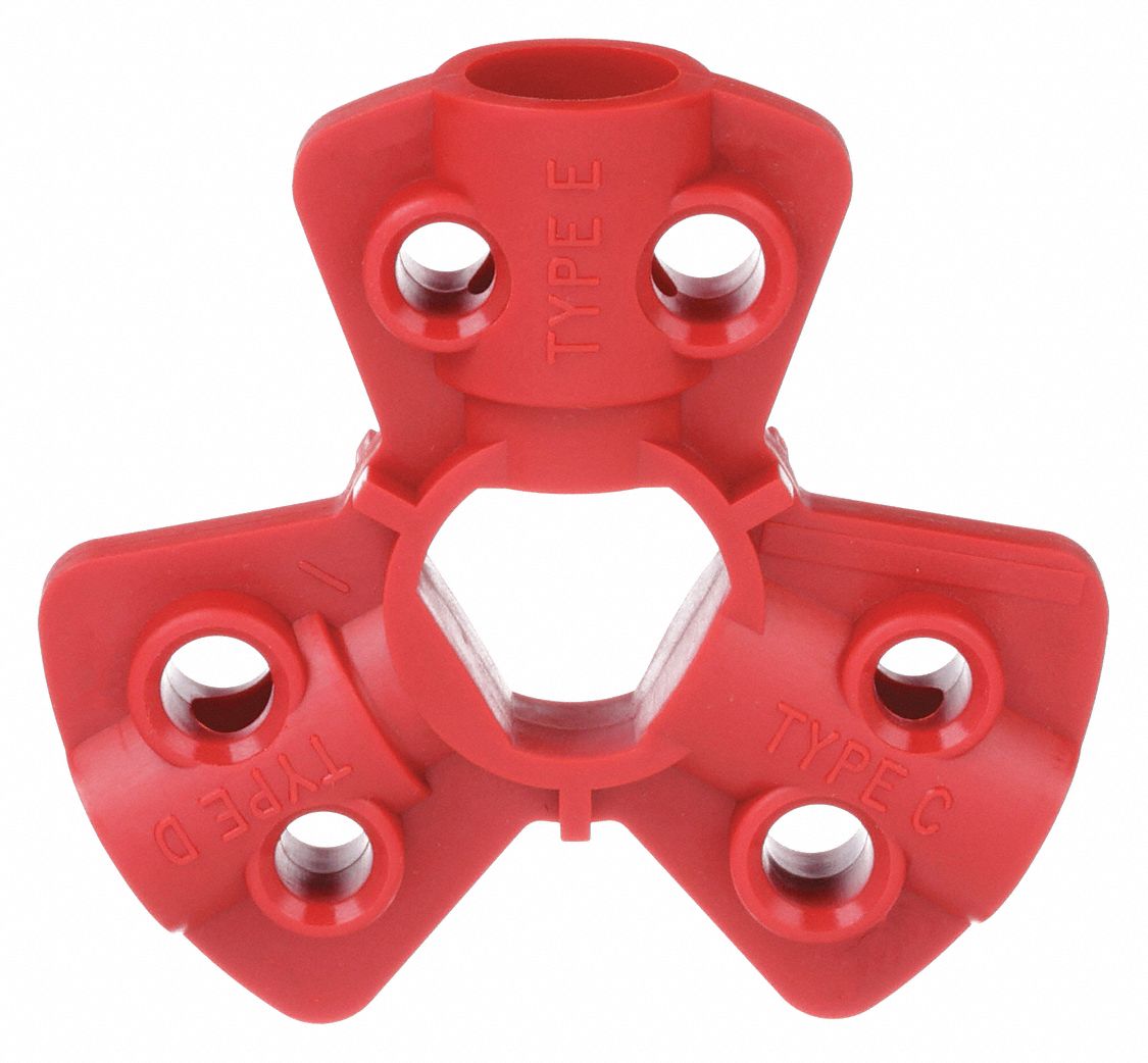 Pneumatic Fitting Lockout: Pneumatic Fitting, 1/4 in_3/8 in_1/2 in For Fitting Sizes, 6 PK