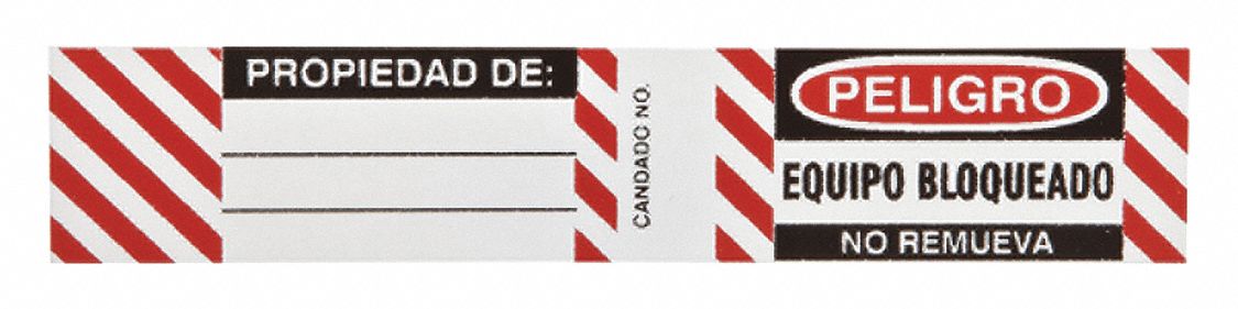 Padlock Label, 3/4 inx4 1/2 in, Vinyl, PK6