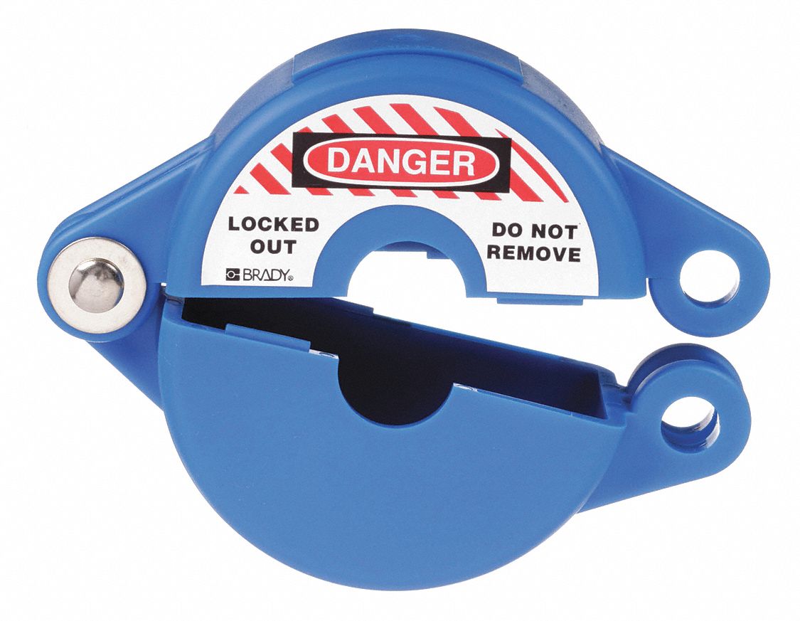 GATE VALVE LOCKOUT, HINGED, FOR 1 TO 2½ IN HAND WHEEL DIAMETER, BLUE