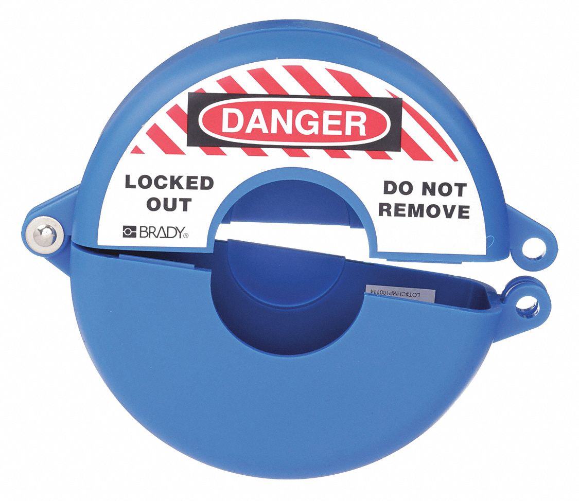 GATE VALVE LOCKOUT, HINGED, FOR 10 TO 13 IN HAND WHEEL DIAMETER, BLUE