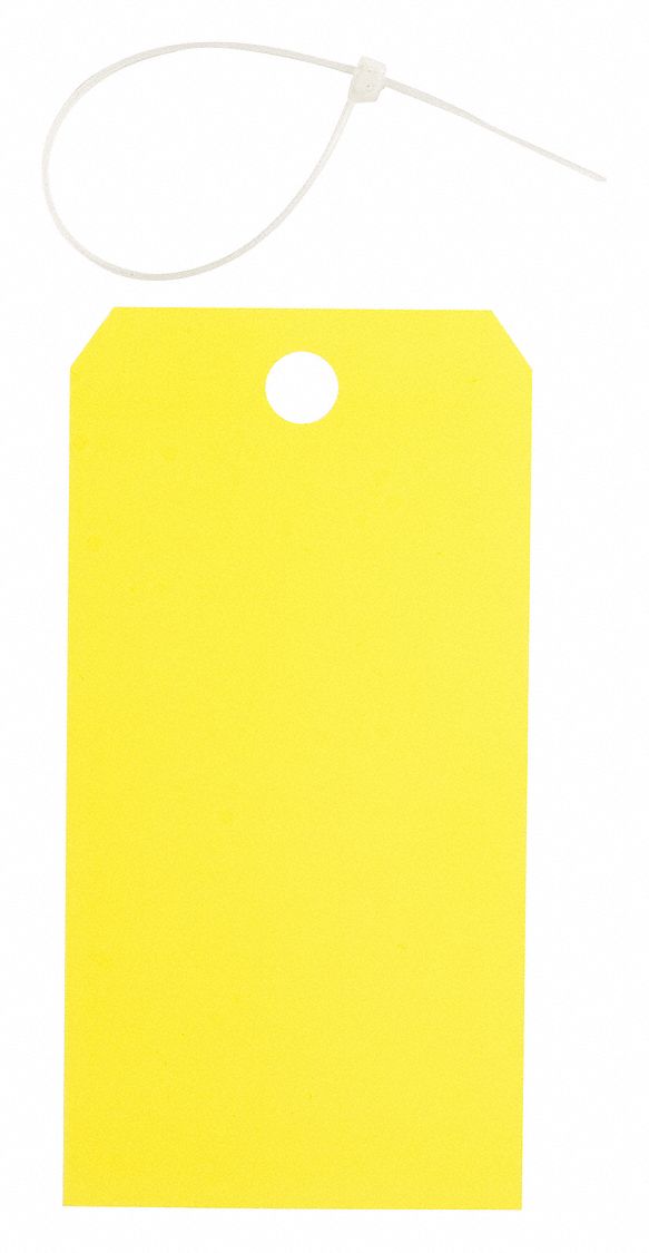 BLANK SHIPPING TAG, 5¾ IN TAG H, 3 IN TAG W, YELLOW, POLYESTER, PLAIN TAG, 25 PK