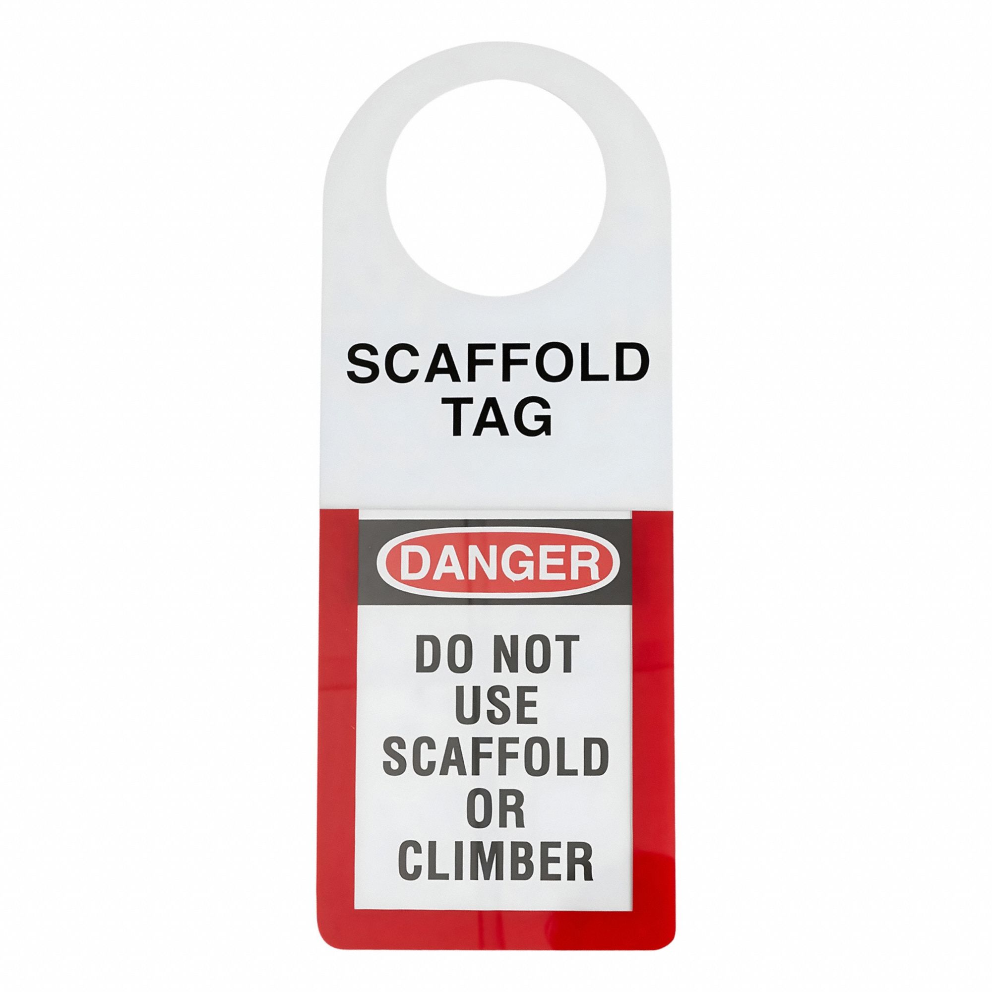 Tag: Danger, 4 1/2 in Wd, 12 in Ht, Green/Red/White/Yellow, Rectangle, Indoor/Outdoor, English