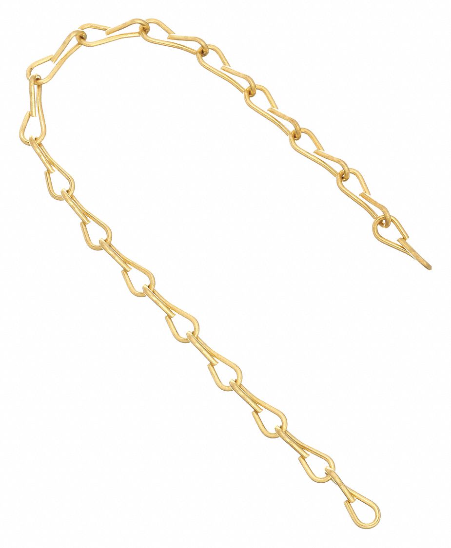 Chain: 50 ft Lg, #16 Trade Size, Includes Coupling Link, Brass, Brass