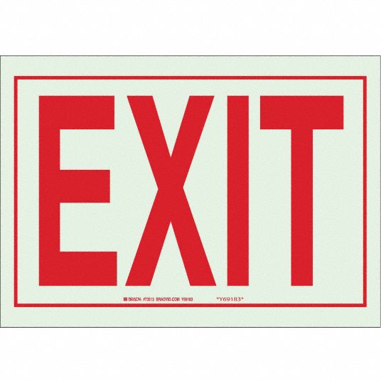 BRADY Exit Sign, Exit, 7