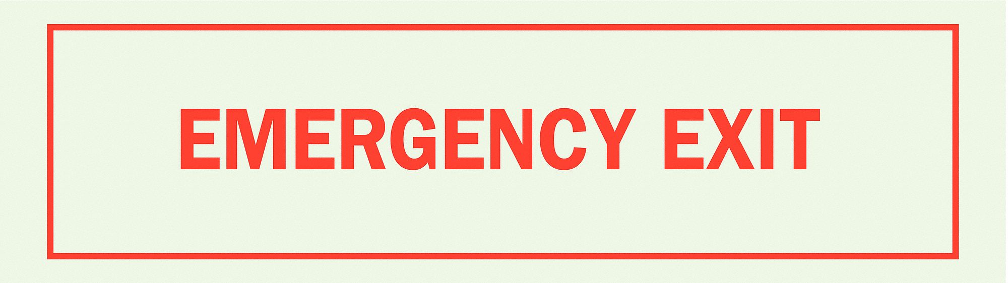 FIRE EXIT SIGN, POLYESTER, 14 IN WIDTH, 5 IN HEIGHT, ADHESIVE SURFACE