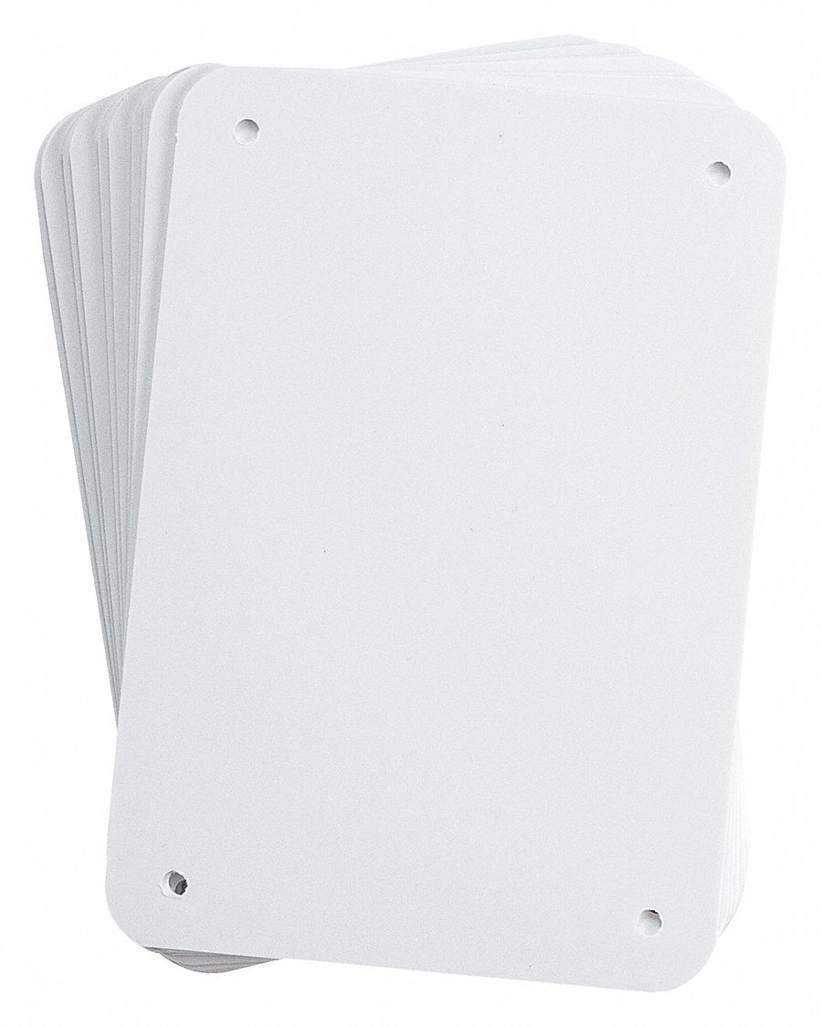 SIGN BLANK, NO LEGEND, NO HEADER, RECTANGLE, 4¼ IN HEIGHT, 6¼ IN WIDTH, PLASTIC, MOUNTING HOLES, WHITE
