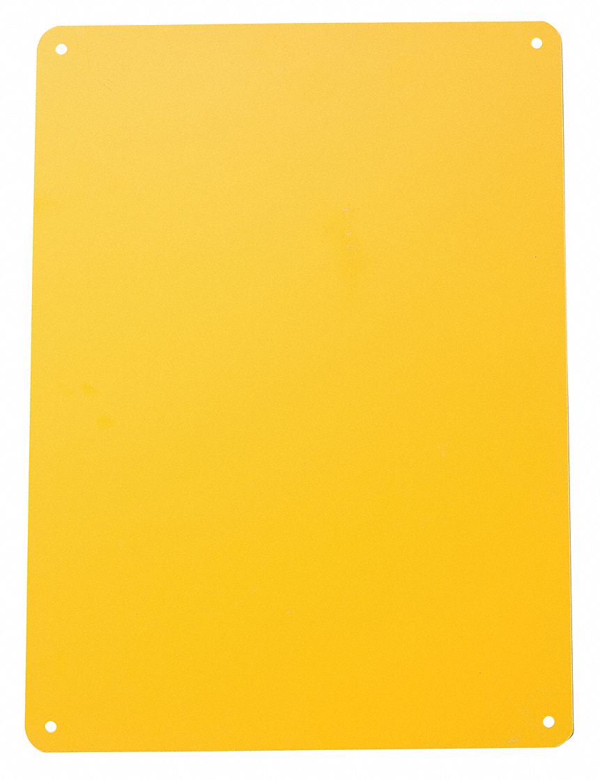 SIGN BLANK, NO LEGEND, NO HEADER, RECTANGLE, 7 5/8 IN HEIGHT, 10¼ IN WIDTH, PLASTIC, MOUNTING HOLES, YELLOW
