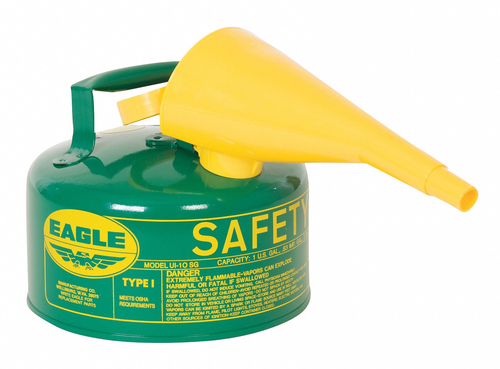 Type I Safety Can,1 gal.,Green,8" H