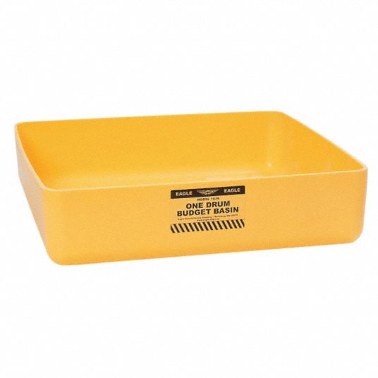 EAGLE, 26 1/4 in L x 26 1/4 in W x 6 1/2 in H, Yellow, Drum Spill