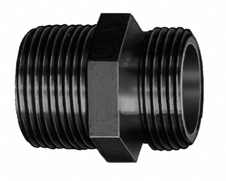 Fire Hose Adapter: NPT x NH, Male x Male, 1-1/2 in x 1-1/2 in Fitting Size, Straight, Brass x Brass