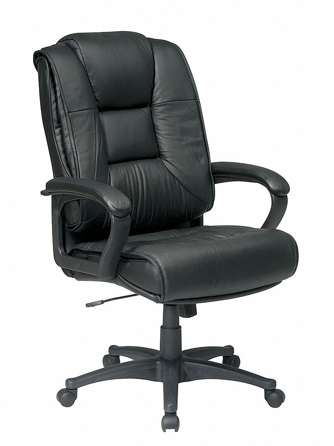 OFFICE STAR Black Soft Leather Executive Chair 26-1/2 ...