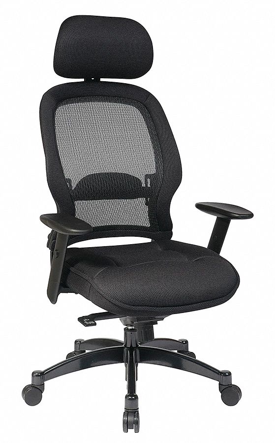 OFFICE STAR Managers Chair, Managerial Chair, Black, Mesh, 20 in to 22