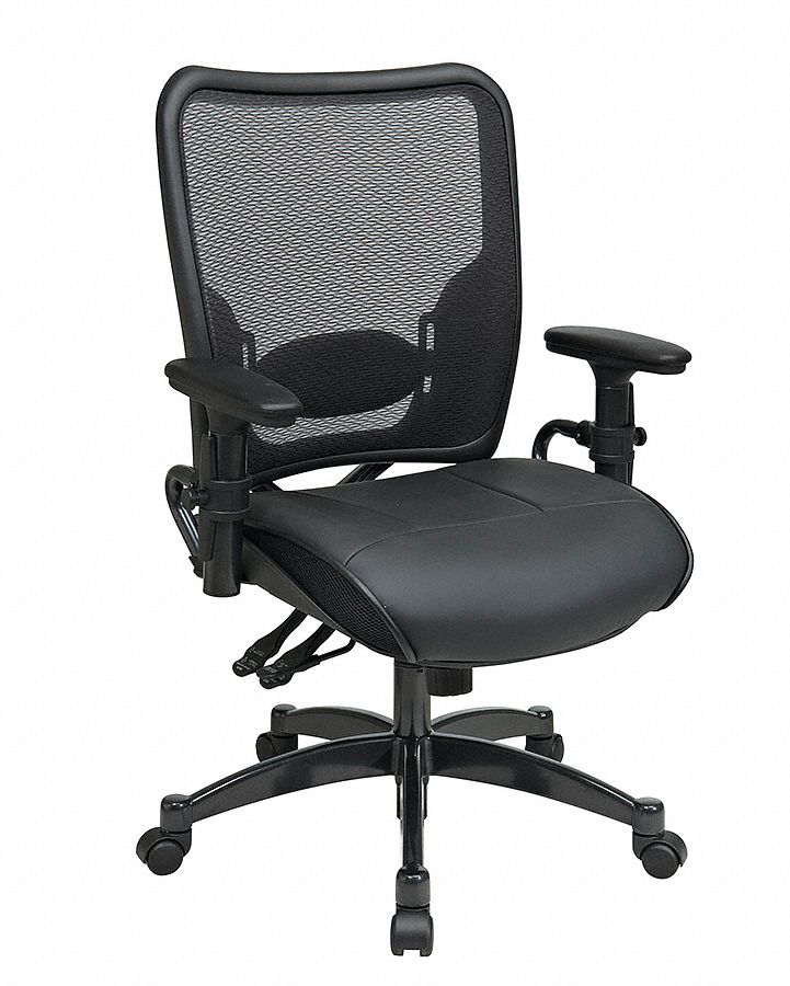 Managers Chair, Managerial Chair, Black, Leather, 18 in to 22 in