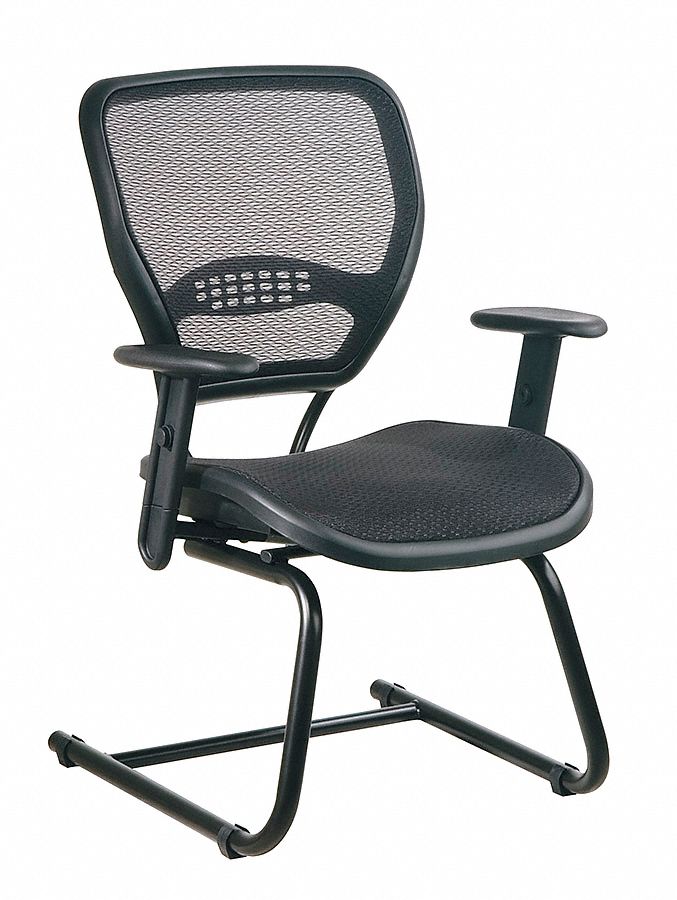 Frame Chair: Black, Black, 0 Casters/Glides, Lumbar Support, 26 1/2 in Overall Wd