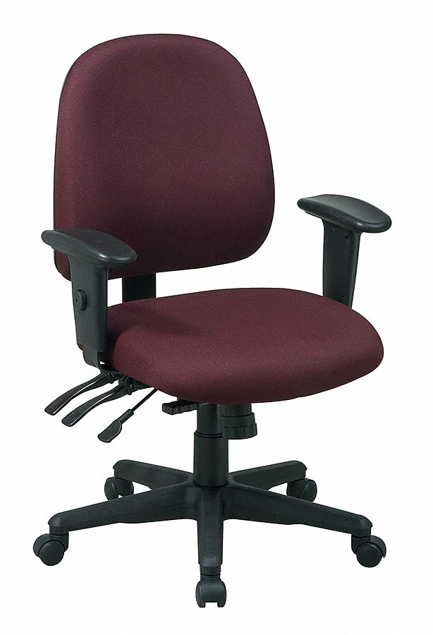 OFFICE STAR, Adj Arm, Burgundy, Desk Chair - 15Z324