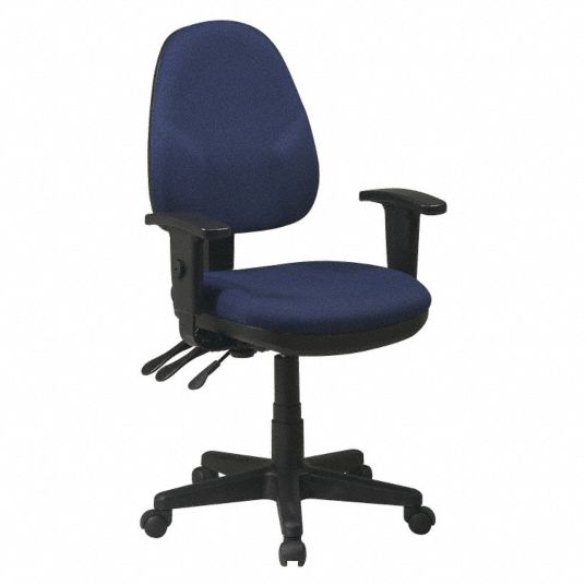 OFFICE STAR, Adj Arm, Navy Blue, Desk Chair 15Z36336427225 Grainger