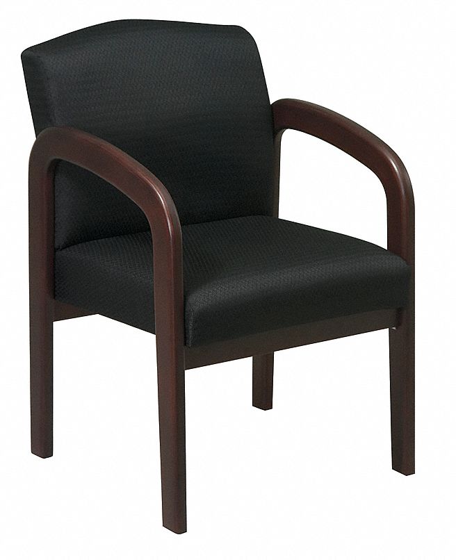 Frame Chair: Black, Espresso, 0 Casters/Glides, Lumbar Support, 23 in Overall Wd, Fabric