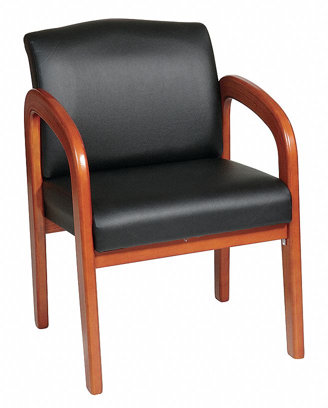 Frame Chair: Black, Oak, 4 Casters/Glides, 22 3/4 in Overall Wd, 32 3/4 in Overall Ht