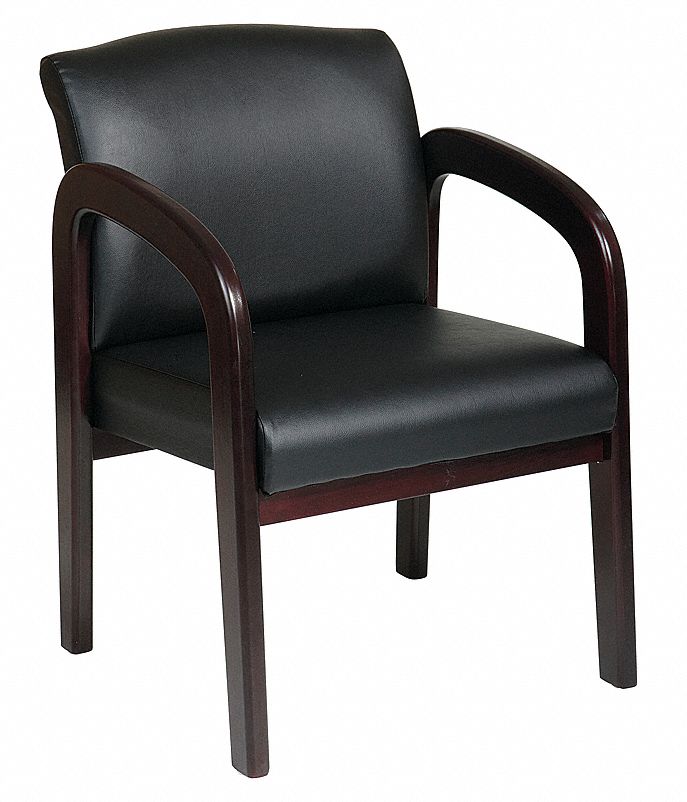 Frame Chair: Black, Mahogany, 4 Casters/Glides, 22 3/4 in Overall Wd, 20 1/4 in Seat Wd