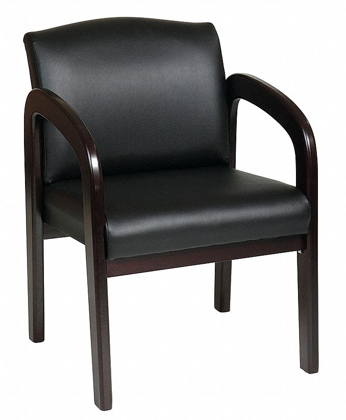 Frame Chair: Black, Espresso, 4 Casters/Glides, 22 3/4 in Overall Wd, 20 1/4 in Seat Wd