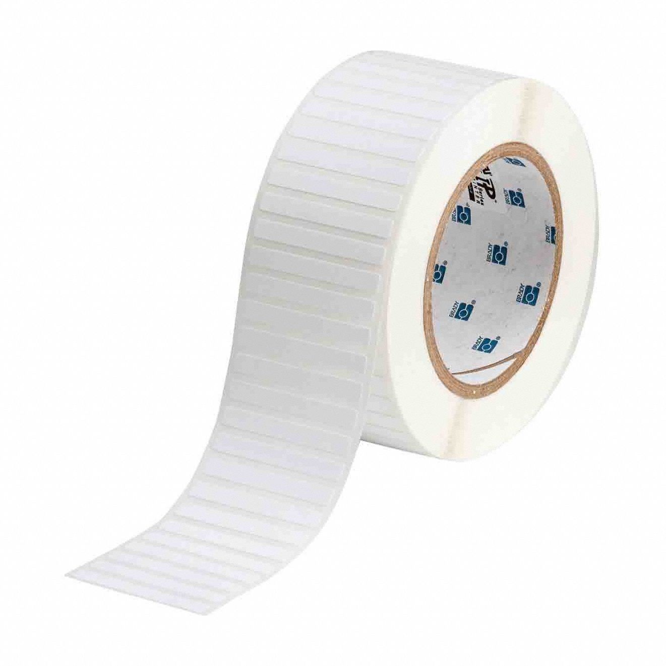 Pre-Cut Label Stock Roll: 13/64 in x 2 1/2 in, 13/64 in, Autoclavable Polyester, White