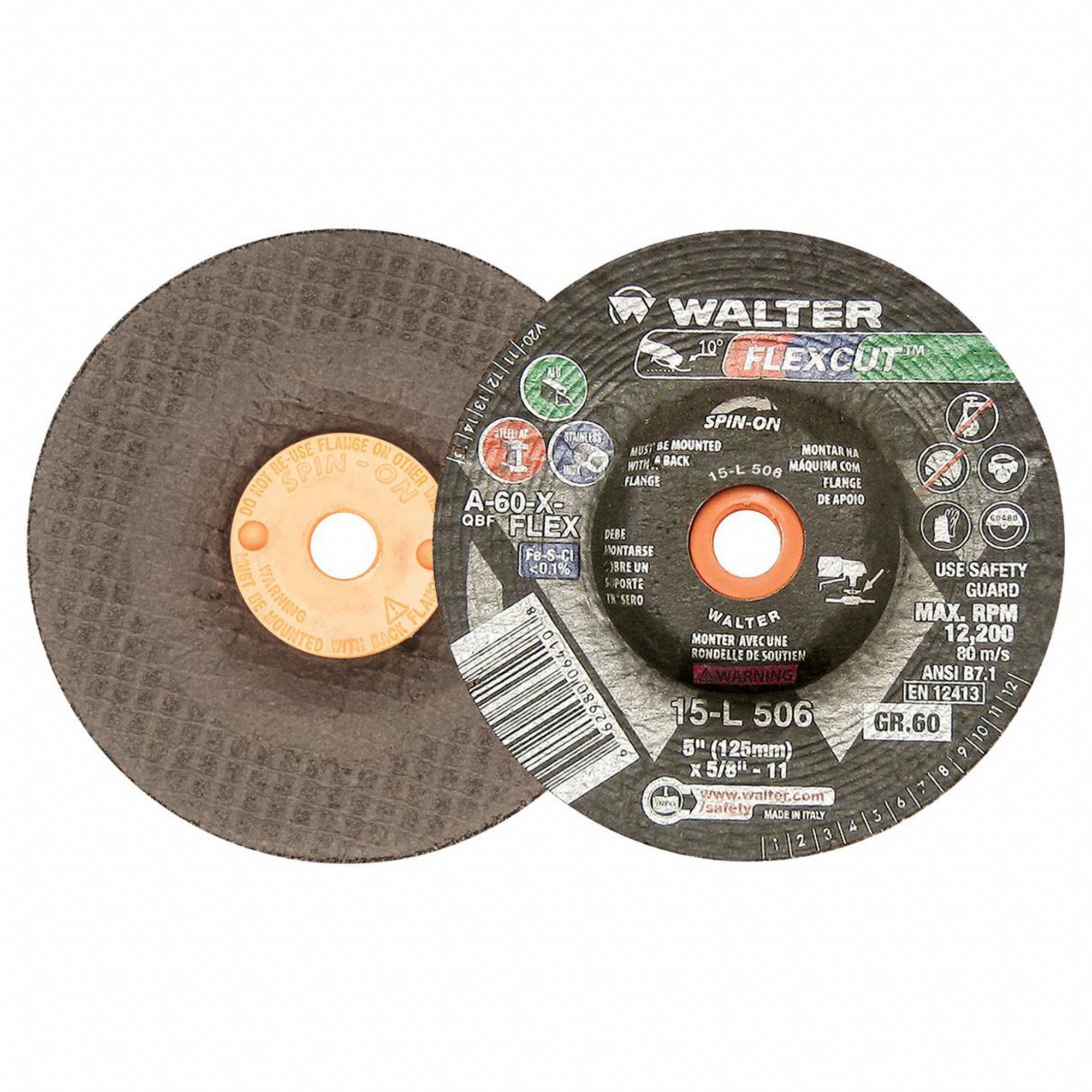 Depressed Center Grinding Wheel: Type 29, 5" x 1/4" x 5/8"-11, 60 Grit