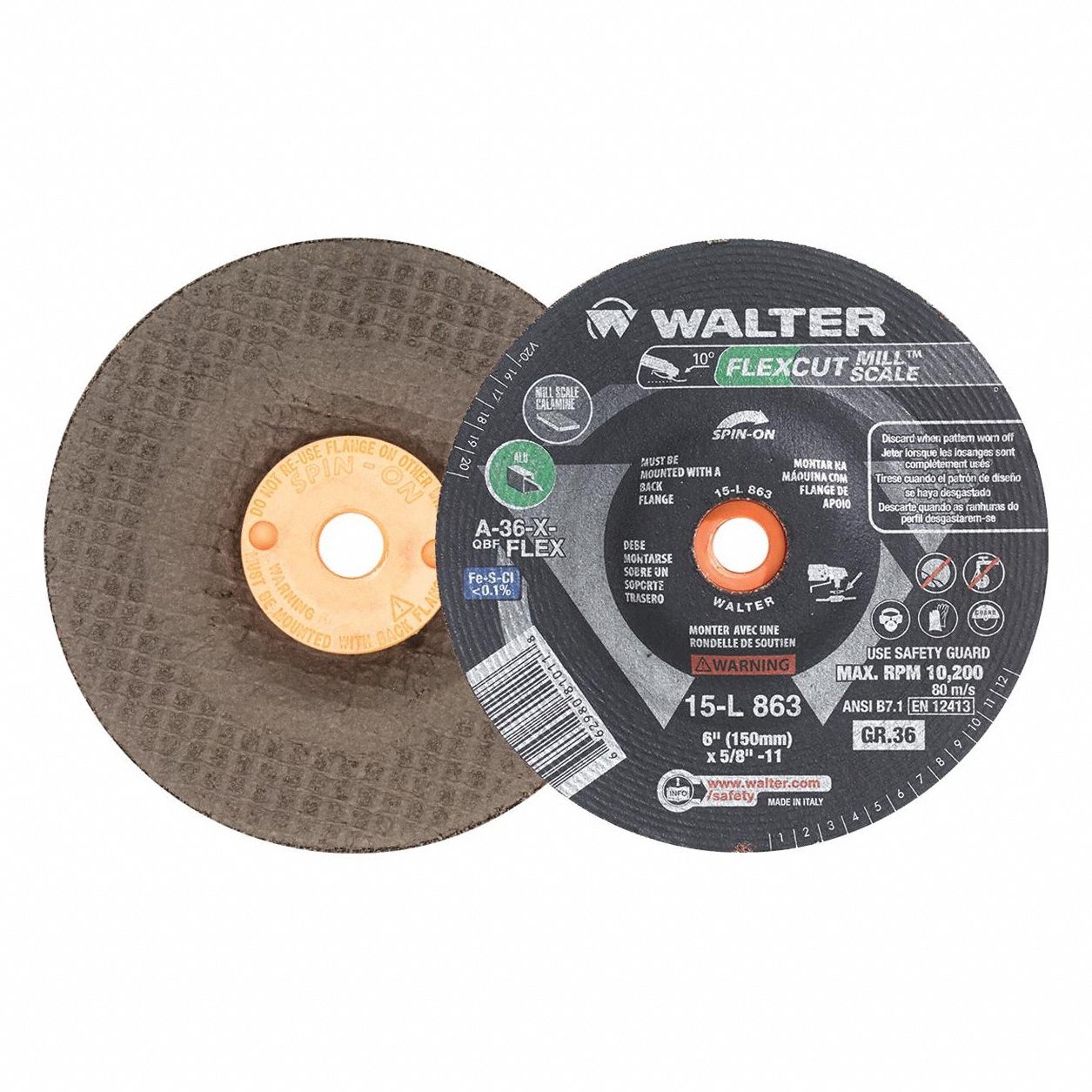 Depressed Center Grinding Wheel: Type 29, 6" x 1/8" x 5/8"-11, 36 Grit